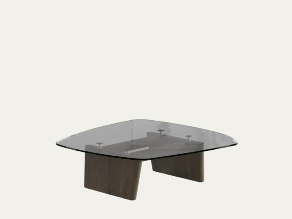 AMORPHOUS COFFEE TABLE - 100 CM, ASHY OAK, SMOKED GLASS