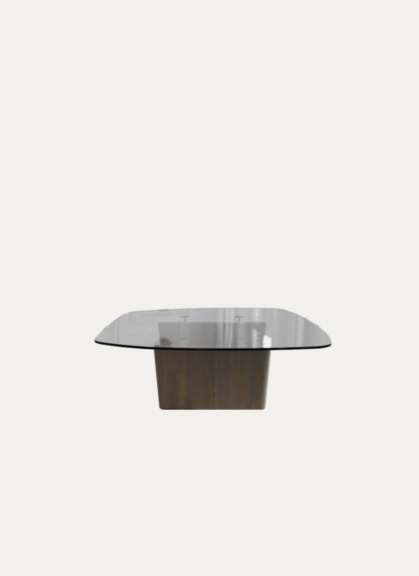 AMORPHOUS COFFEE TABLE - 100 CM, ASHY OAK, SMOKED GLASS