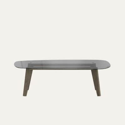 AMORPHOUS TABLE - ASHY OAK, 240 CM, SMOKED GLASS