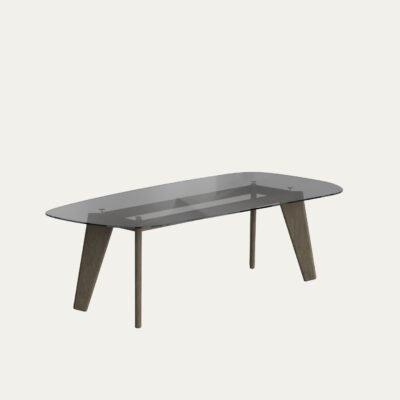 AMORPHOUS TABLE - ASHY OAK, 240 CM, SMOKED GLASS