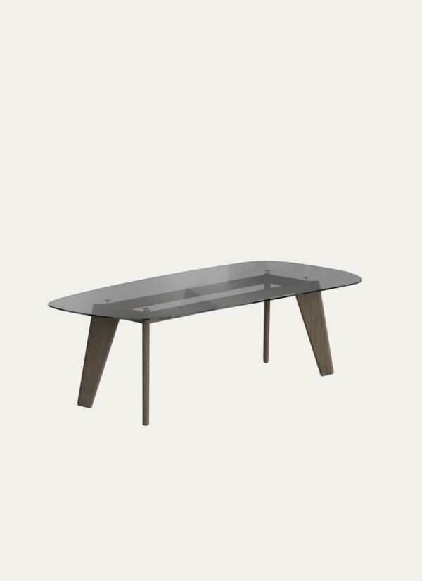 AMORPHOUS TABLE - ASHY OAK, 240 CM, SMOKED GLASS