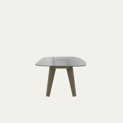 AMORPHOUS TABLE - ASHY OAK, 240 CM, SMOKED GLASS
