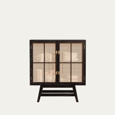 Buffet Table with Cane Work 80 x 90 cm Polished