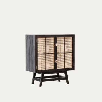 Buffet Table with Cane Work 80 x 90 cm Polished