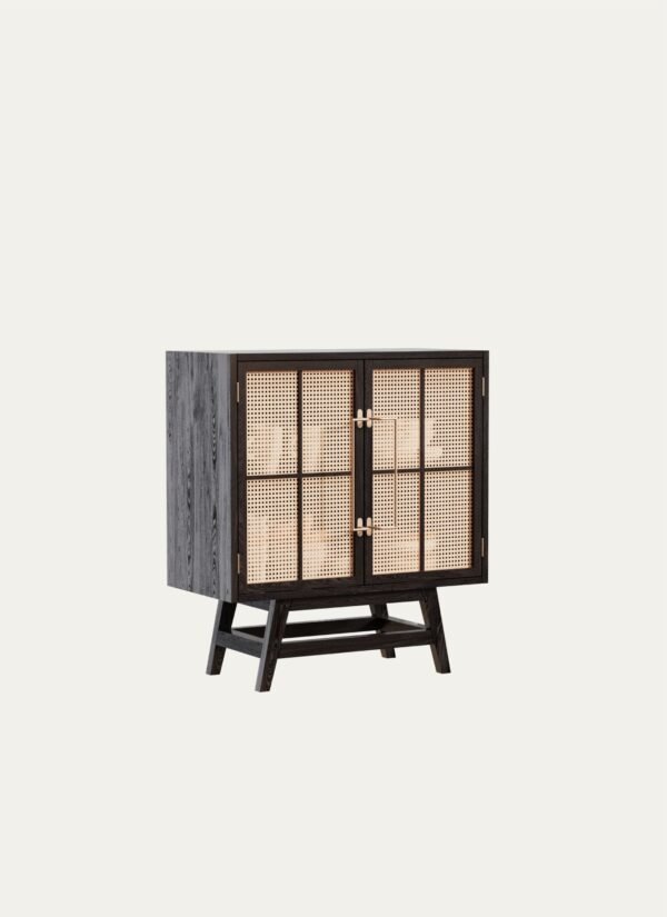 Buffet Table with Cane Work 80 x 90 cm Polished