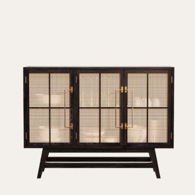 Buffet Table with Cane Work 120 x 90 cm Polished
