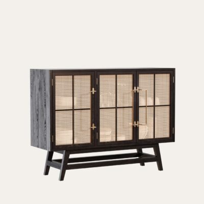Buffet Table with Cane Work 120 x 90 cm Polished