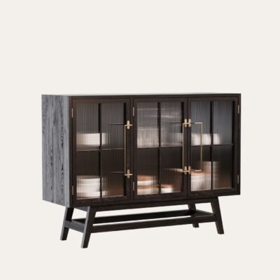 Buffet with Grooved Design 120 x 90 cm Polished