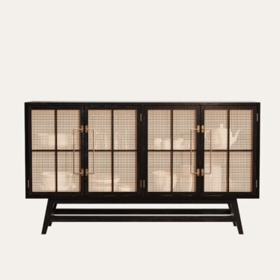 Buffet Table with Cane Work 160 x 90 cm Polished