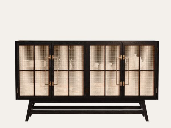 Bufet_Amerikan_Cilali_4Kapakli_Hazeranli_01.jpg Buffet Table with Cane Work 160 x 90 cm Polished