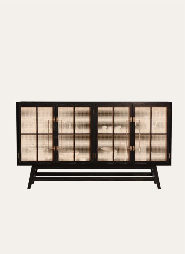 Buffet Table with Cane Work 160 x 90 cm Polished