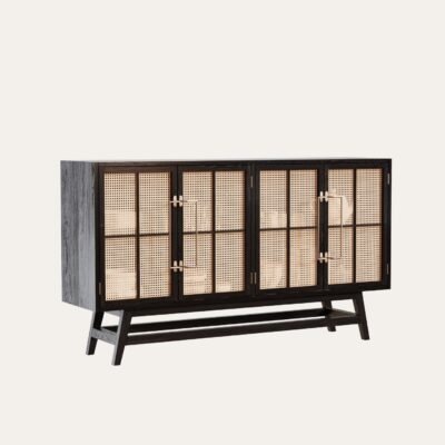 Buffet Table with Cane Work 160 x 90 cm Polished