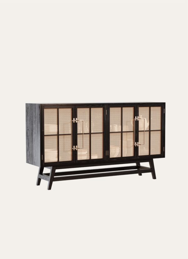 Buffet Table with Cane Work 160 x 90 cm Polished