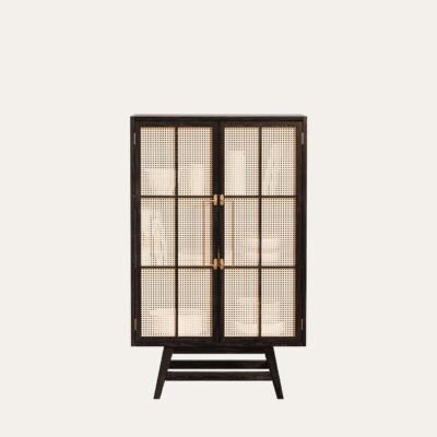 BUFFET CABINET WITH WICKERWORK 80 X 130 CM POLISHED