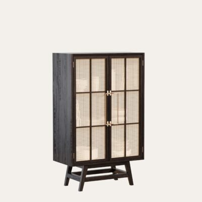 BUFFET CABINET WITH WICKERWORK 80 X 130 CM POLISHED