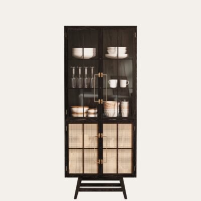 BUFFET CABINET WITH WICKERWORK 80 X 193 CM POLISHED