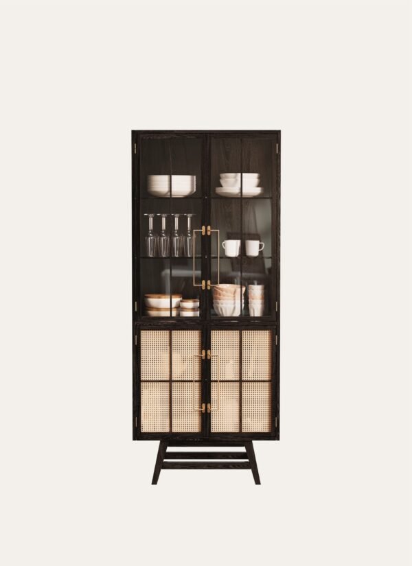 BUFFET CABINET WITH WICKERWORK 80 X 193 CM POLISHED