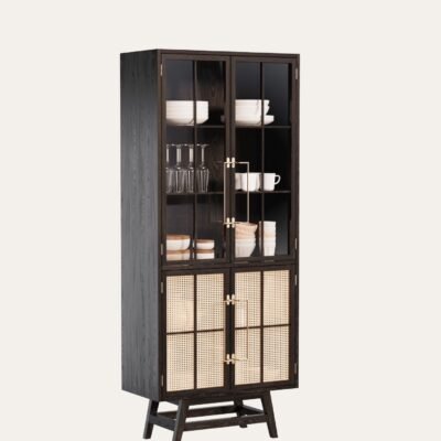 BUFFET CABINET WITH WICKERWORK 80 X 193 CM POLISHED
