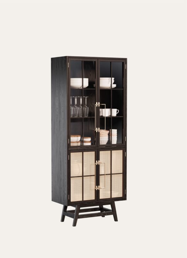 BUFFET CABINET WITH WICKERWORK 80 X 193 CM POLISHED