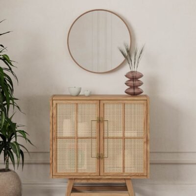 Buffet Table with Cane Work 80 x 90 cm