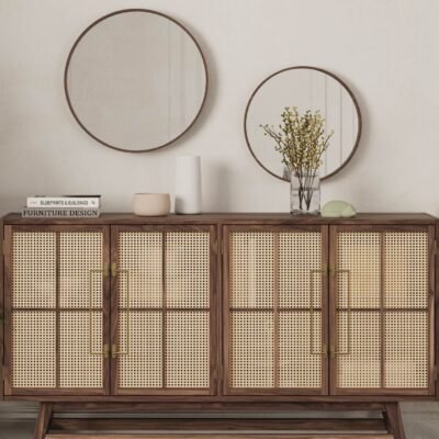 Buffet Table with Cane Work 120 x 90 cm