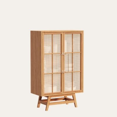 BUFFET CABINET WITH WICKERWORK 80 X 130 CM