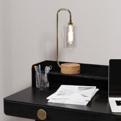 LANTERN TABLE LAMP - OAK BRASS