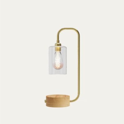 LANTERN TABLE LAMP - OAK BRASS