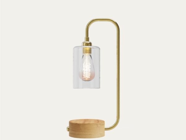LANTERN TABLE LAMP - OAK BRASS